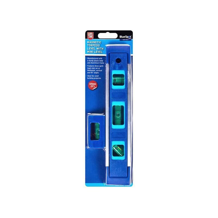 Bluespot Tools Magnetic Torpedo Level 22.5cm with Magnetic Mini Level BlueSpot Tools - Town Tools