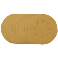 Draper Gold Sanding Discs with Hook & Loop, 125mm, 240 Grit, 8 Dust Extraction