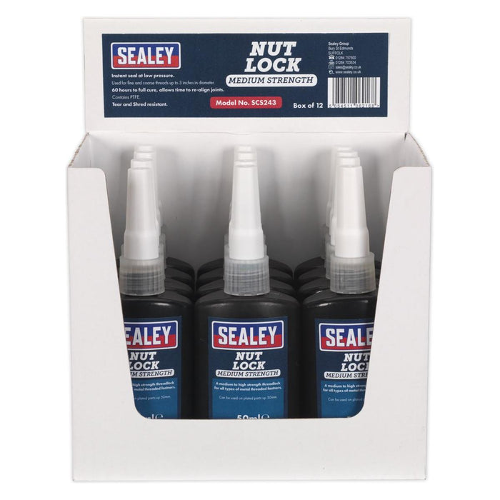 Sealey Nut Lock Medium Strength 50ml Pack of 12 SCS243 Sealey - Town Tools 