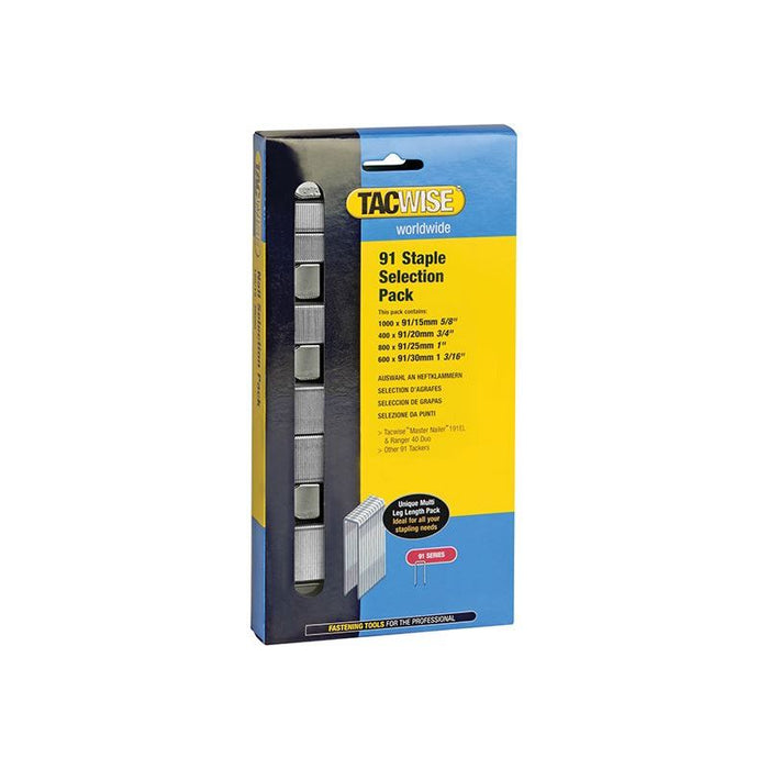 Tacwise 91 Narrow Crown Staples Selection - Electric Tackers (Pack 2800) Tacwise - Town Tools
