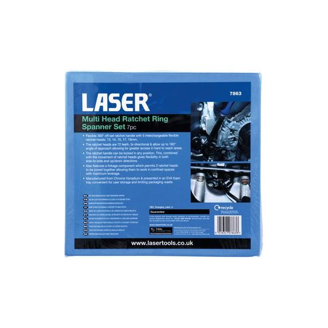 Laser Multi Head Ratchet Ring Spanner Set 7863