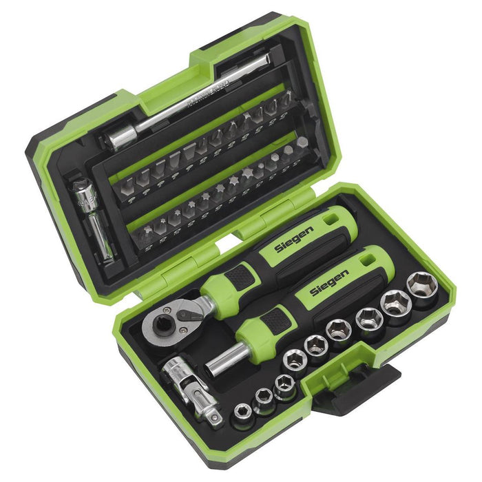 Siegen Siegen Socket & Bit Set 1/4"Sq Drive 38pc S01255 Siegen - Town Tools 