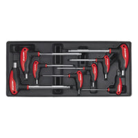 Sealey Tool Tray with T-Handle Ball-End Hex Key Set 8pc TBT06