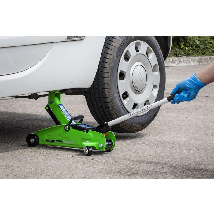 Sealey Short Chassis Trolley Jack with Storage Case 2 Tonne - Green 1050CXDHV Sealey - Town Tools 