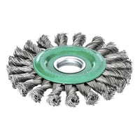 Lessmann Knot Wheel Brush 115 x 14mm 22.2mm Bore, 0.50 Stainless Steel Wire