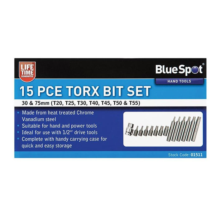 Bluespot Tools TORX Bit Set, 15 Piece BlueSpot Tools - Town Tools