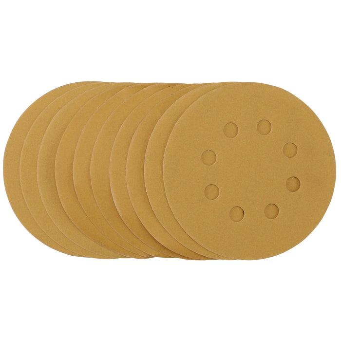 Draper Gold Sanding Discs with Hook & Loop, 125mm, 320 Grit, 8 Dust Extraction