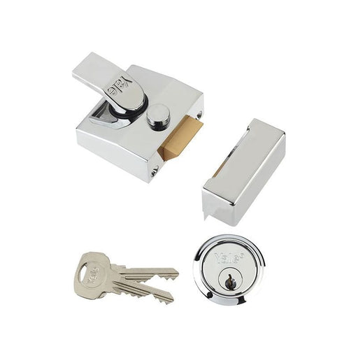Yale Locks 85 Deadlocking Nightlatch 40mm Backset Chrome Finish Box Yale Locks - Town Tools
