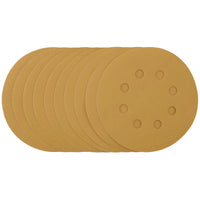 Draper Gold Sanding Discs with Hook & Loop, 125mm, 400 Grit, 8 Dust Extraction