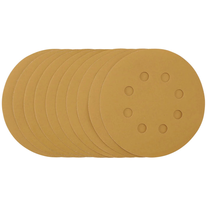 Draper Gold Sanding Discs with Hook & Loop, 125mm, 400 Grit, 8 Dust Extraction