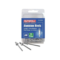 Faithfull Aluminium Rivets 4.8 x 11mm Medium Pre-Pack of 50