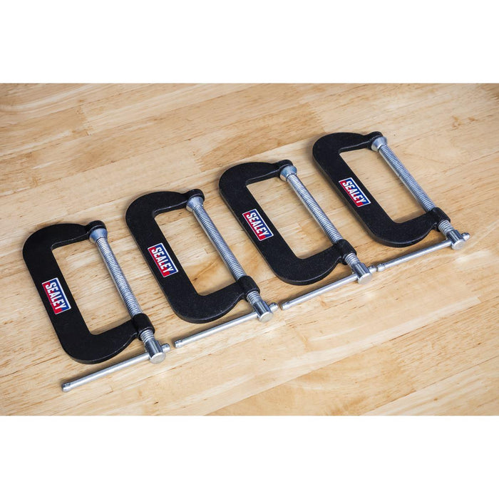 Sealey Junior C-Clamp Set 76mm x 35mm 4pc GCC02 Sealey - Town Tools 