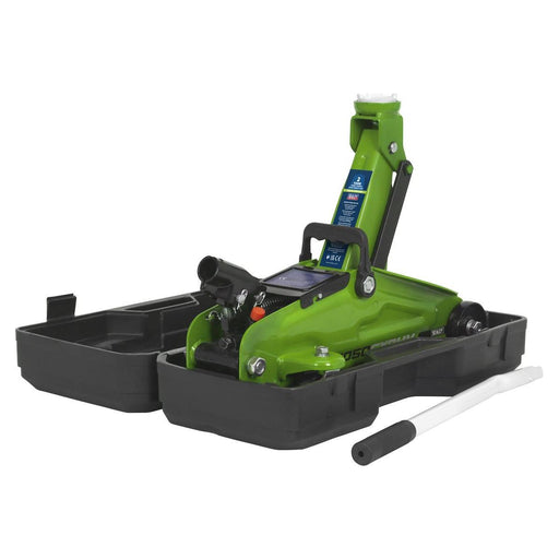Sealey Short Chassis Trolley Jack with Storage Case 2 Tonne - Green 1050CXDHV Sealey - Town Tools 