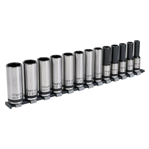 Sealey Premier Black Premier Black Deep Lock-On Socket Set 1/2"Sq Drive 13pc Sealey Premier Black - Town Tools 