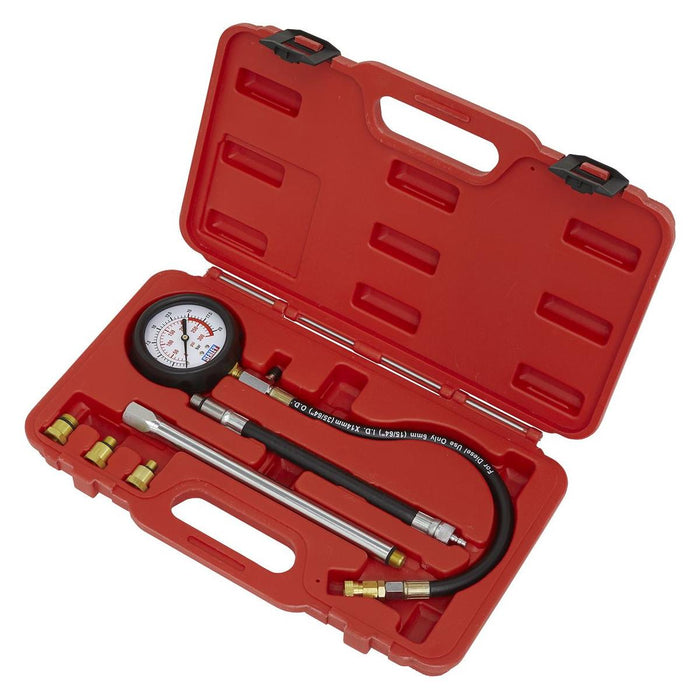Sealey Petrol Engine Compression Tester Deluxe Kit 6pc VSE300D Sealey - Town Tools 