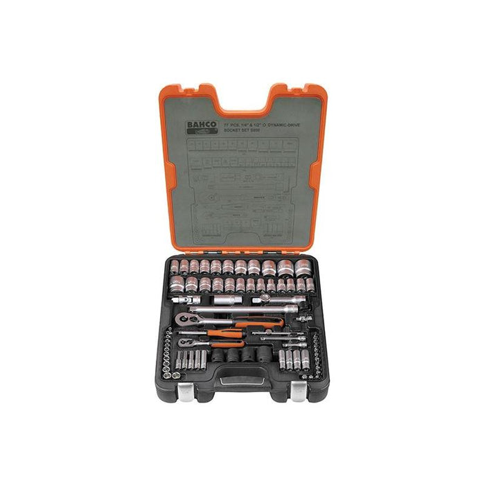 Bahco S800 1/4 & 1/2in Drive Socket Set, 77 Piece Bahco - Town Tools