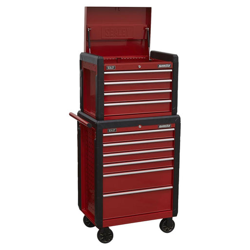 Sealey Topchest 4 Drawer & Rollcab 6 Drawer Combination AP3410STACK Sealey - Town Tools 