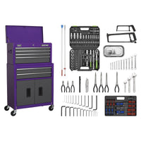 Topchest & Rollcab Combination 6 Drawer with 170pc Tool Kit - Purple/Grey