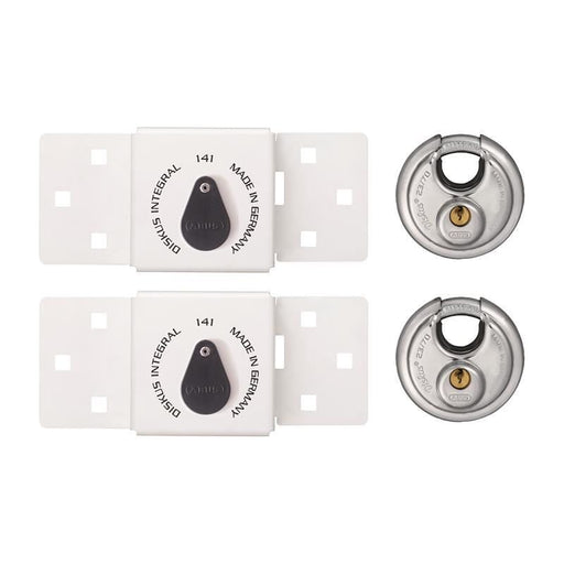 Abus Mechanical 141/200 Diskus® Integral Van Lock White & 26/70mm Diskus® Padlock Twin Pack ABUS Mechanical - Town Tools