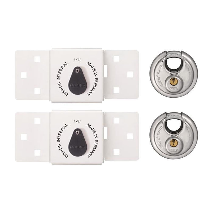 Abus Mechanical 141/200 Diskus® Integral Van Lock White & 26/70mm Diskus® Padlock Twin Pack ABUS Mechanical - Town Tools