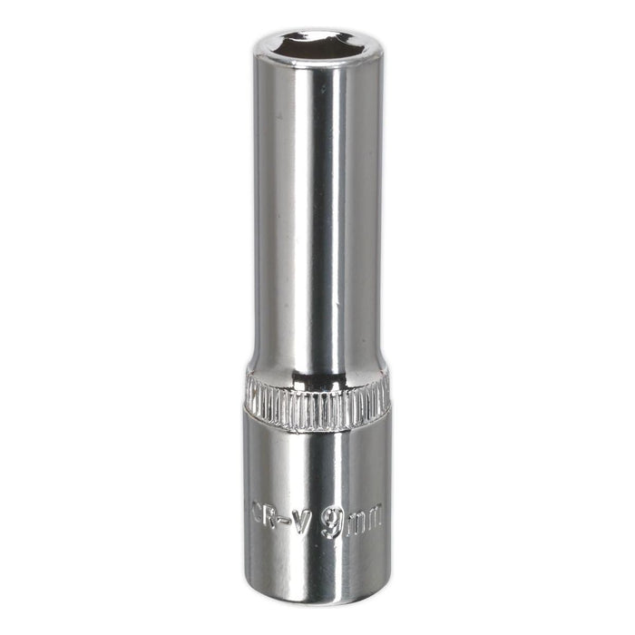 Sealey WallDrive Socket 9mm Deep 3/8"Sq Drive Fully Polished SP3809D Sealey - Town Tools 