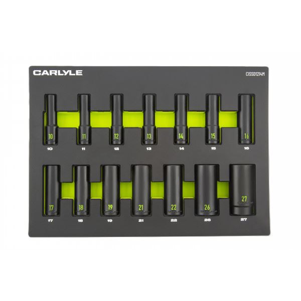Carlyle Tools 14Pc 1/2Dr 6Pt Deep Imp Skt 10-27mm