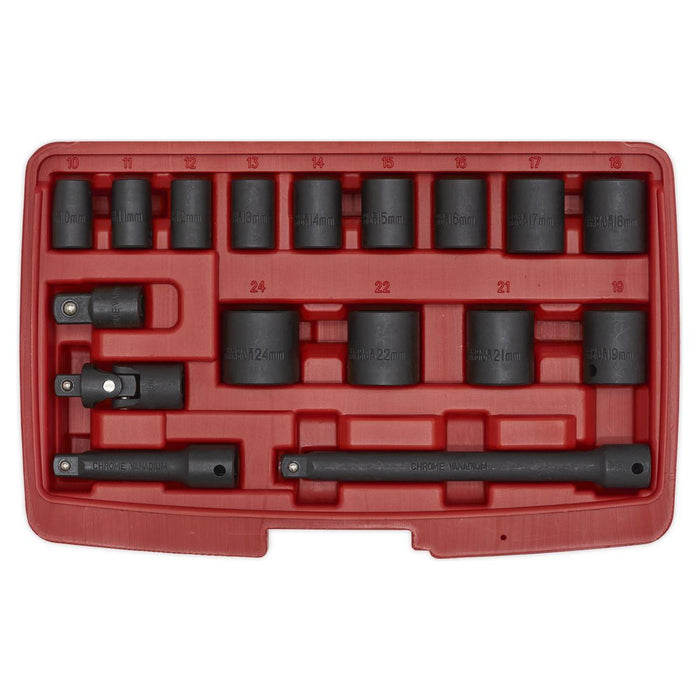 Sealey Impact Socket Set 17pc 3/8"Sq Drive Metric AK68217 Sealey - Town Tools 