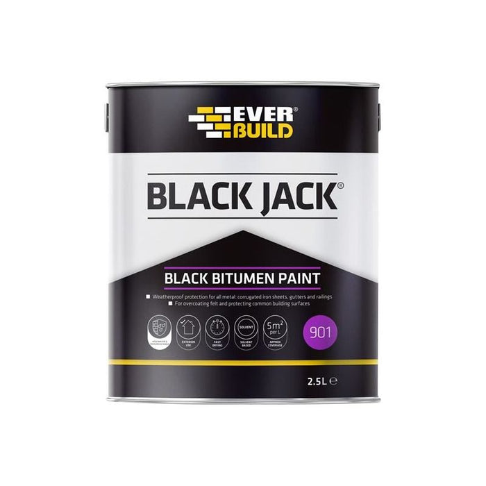 Everbuild Sika Black Jack® 901 Black Bitumen Paint 2.5 litre Everbuild Sika - Town Tools
