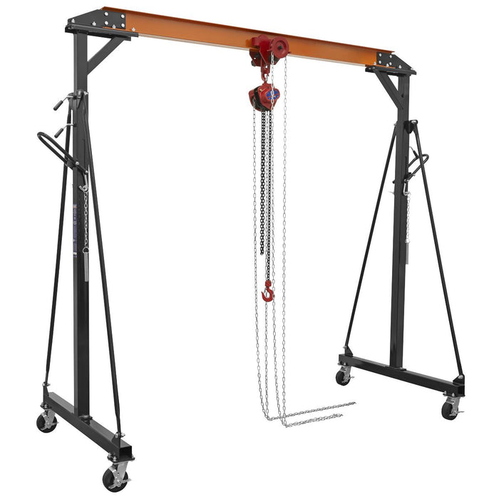 Sealey Portable Adjustable Gantry Crane with Geared Trolley Combo 1 Tonne Sealey - Town Tools 