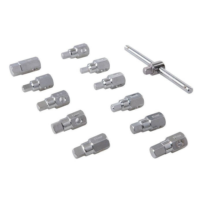 Silverline Universal Drain Plug Key Set 12pce 3/8" / 8 - 17mm Silverline - Town Tools 