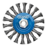 Draper Steel Twist-Knot Flat Wire Wheel Brush, 115mm, M14