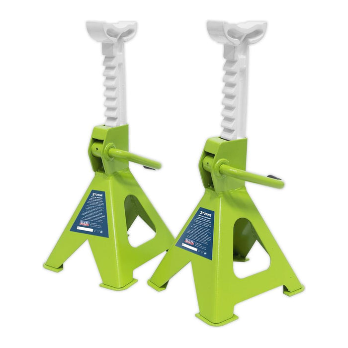 Sealey AXLe Stands (Pair) 2 Tonne Capacity per Stand Ratchet Type Hi-Vis Green