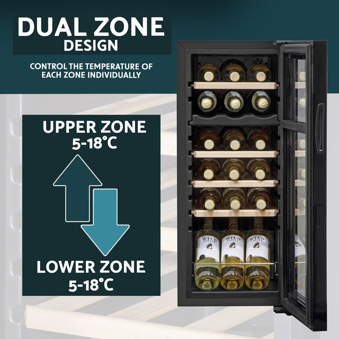 Baridi 18 Bottle Dual Zone Wine Fridge & Cooler DH89