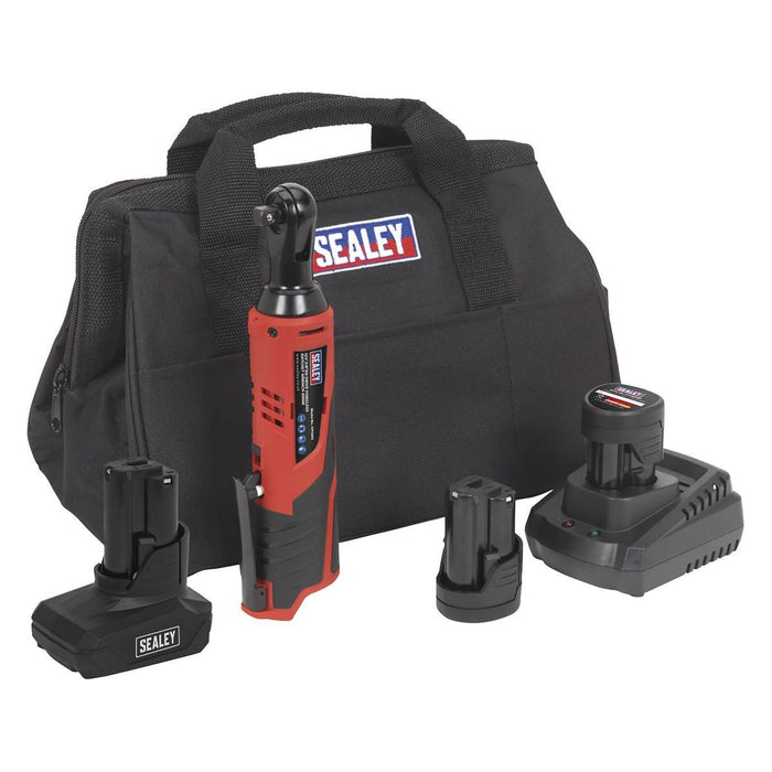 Sealey Ratchet Wrench Kit 3/8"Sq Drive 12V Lithium-ion 3 Batteries CP1202KITB Sealey - Town Tools 