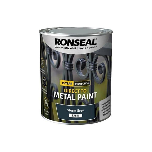 Ronseal Direct to Metal Paint Storm Grey Satin 750ml Ronseal - Town Tools