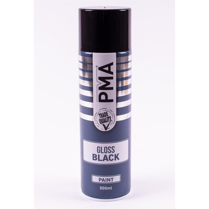 12x PMA Professional Gloss Black 500ml Spray Paint High Coverage PMA - Town Tools 