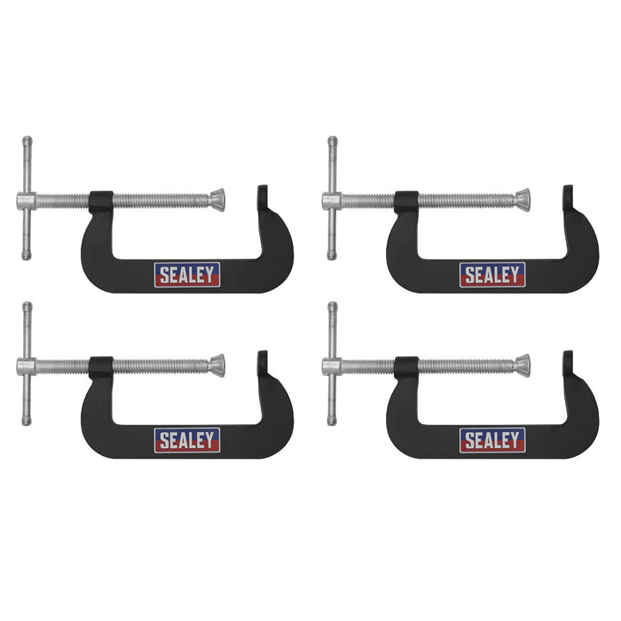 Sealey Junior C-Clamp Set 76mm x 35mm 4pc GCC02 Sealey - Town Tools 