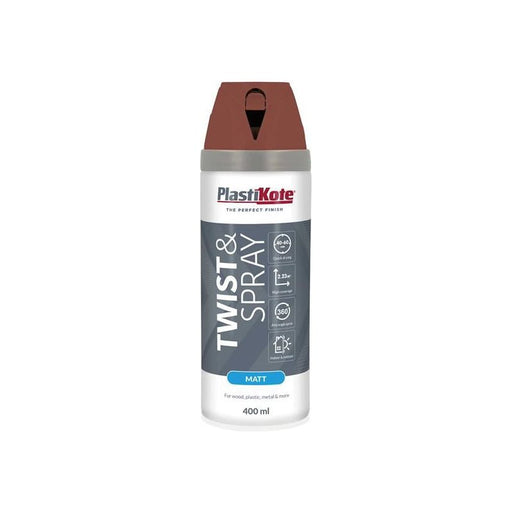 Plastikote Twist & Spray Matt 400ml Pantile Red PlastiKote - Town Tools