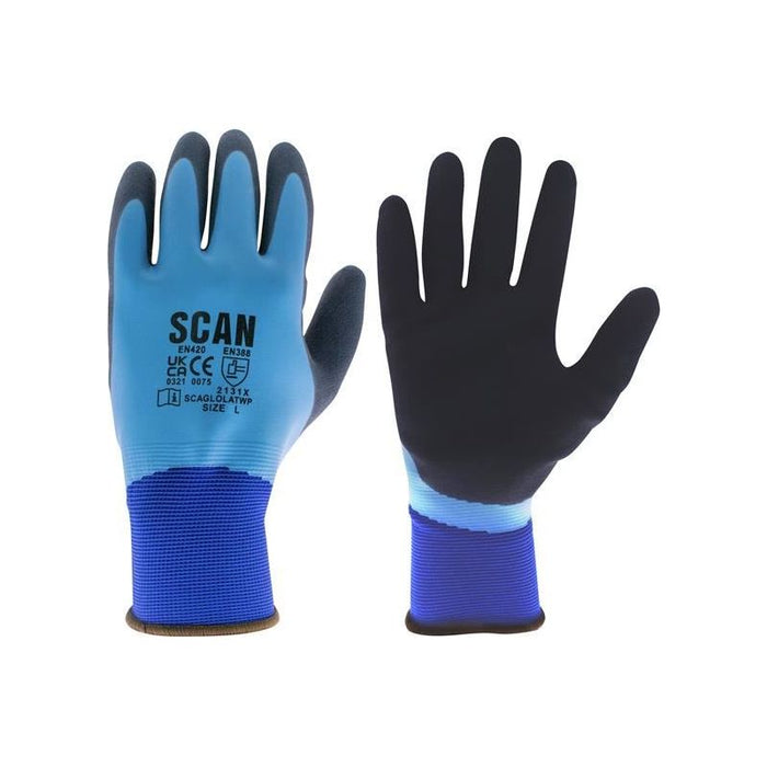 Scan Waterproof Latex Gloves - L (Size 9) Scan - Town Tools