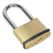 Sealey Brass Body Padlock Long Shackle 50mm PL202L Sealey - Town Tools 