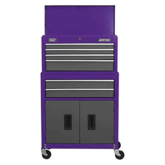 Sealey Topchest & Rollcab Combination 6 Drawer with Ball-Bearing Slides Purple/G Sealey - Town Tools 