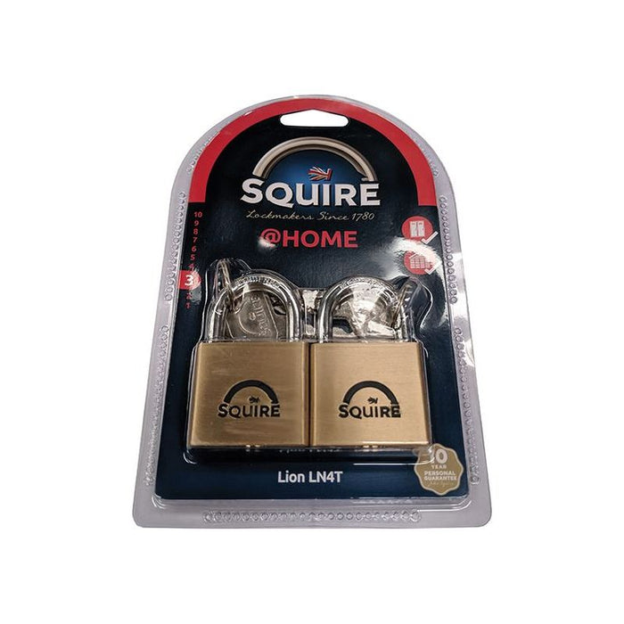 Squire LN4T Lion Brass Padlocks 5-Pin 40mm Twin Pack (2 x LN4KA) Squire - Town Tools