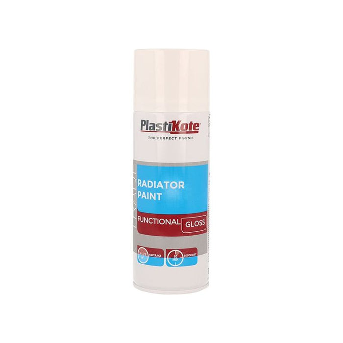Plastikote Trade Radiator Spray Paint Gloss White 400ml PlastiKote - Town Tools