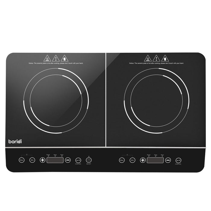 Baridi Portable Induction Hob with 2 Cooking Zones 60 x 36 x 6.5cm - Black