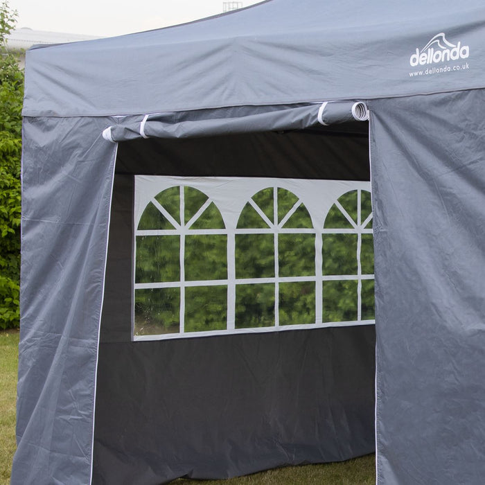 Dellonda 3x3m Pop-Up Gazebo & Side Walls Water Resistant Fabric - Grey