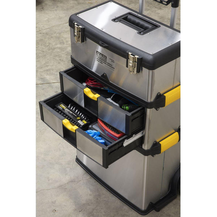 Sealey Mobile Stainless Steel/Composite Toolbox 3 Compartment AP855 Sealey - Town Tools 