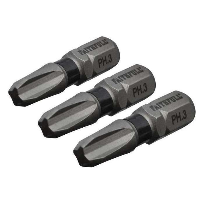 Faithfull Phillips Impact Screwdriver Bits PH3 x 25mm (Pack 3) Faithfull - Town Tools