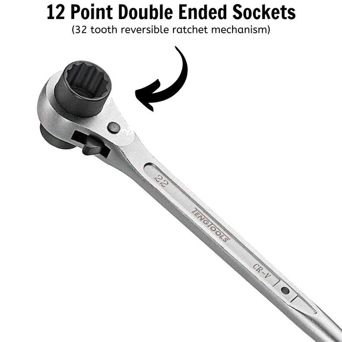 Teng Tools Ratcheting Construction Wrench 19 x 22mm Teng Tools - Town Tools 