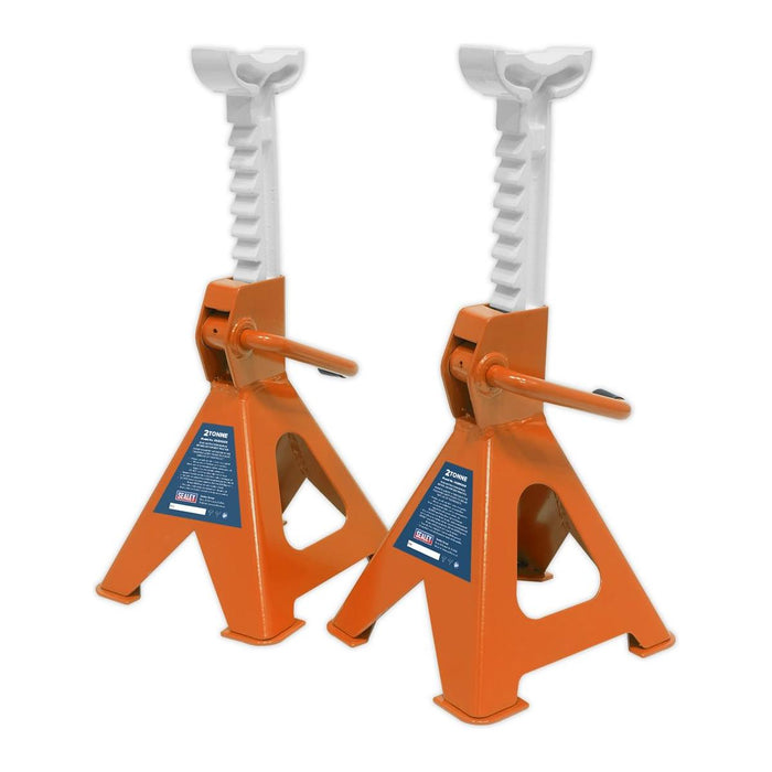Sealey AXLe Stands (Pair) 2 Tonne Capacity per Stand Ratchet Type Orange Sealey - Town Tools 