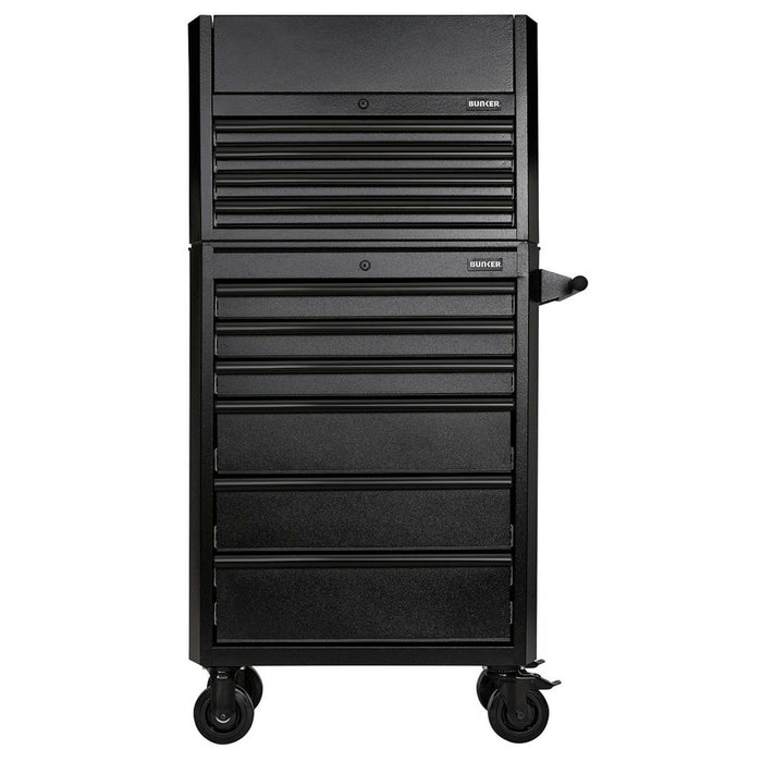 Draper BUNKER 10 Drawer Combined Roller Cabinet and Tool Chest, 26", Black